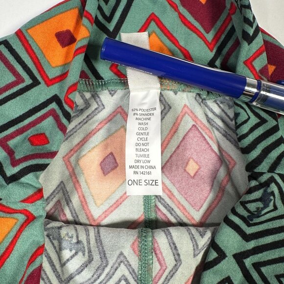 LuLaRoe BATS Halloween Diamonds Green Orange Black Red Leggings One Size OS NEW - Picture 4 of 6